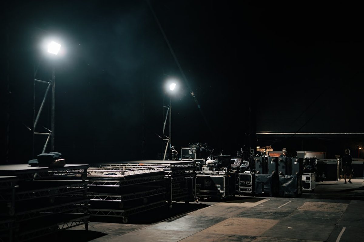 Night of Events crew building a stage during load-in