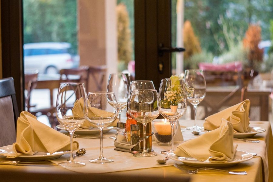 Refined dinner table setting for a corporate function
