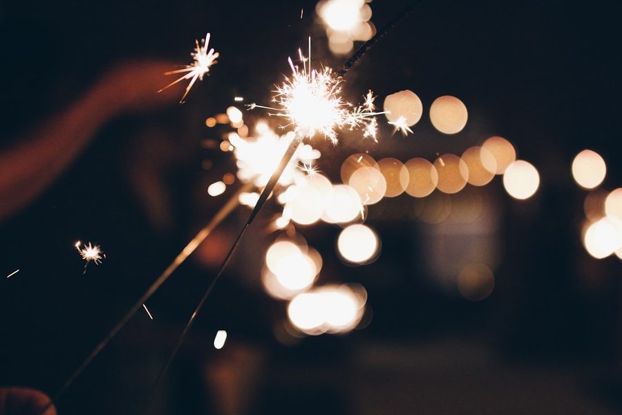 Sparklers lit at a night-time private celebration